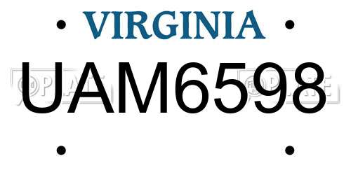 UAM6598 Virginia License Plate