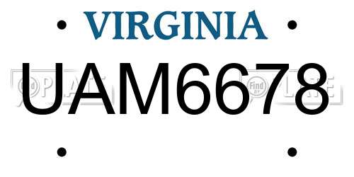 UAM6678 Virginia License Plate