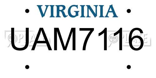 UAM7116 Virginia License Plate