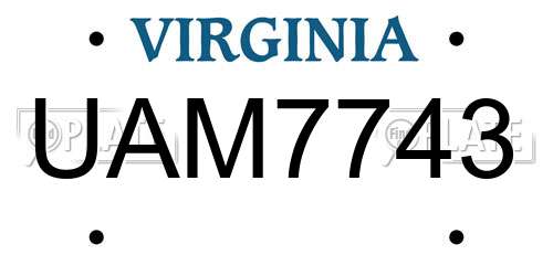 UAM7743 Virginia License Plate