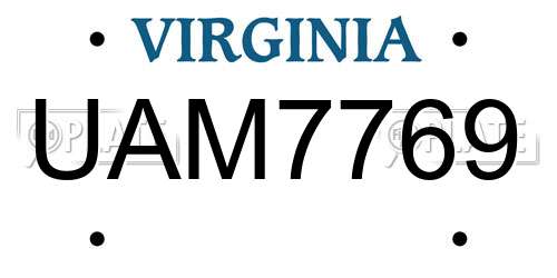 UAM7769 Virginia License Plate