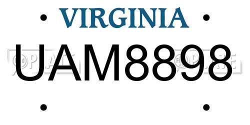 UAM8898 Virginia License Plate