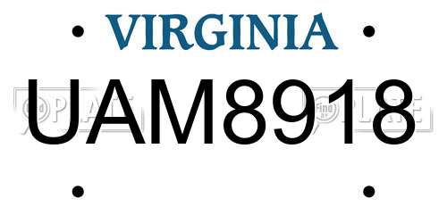 UAM8918 Virginia License Plate