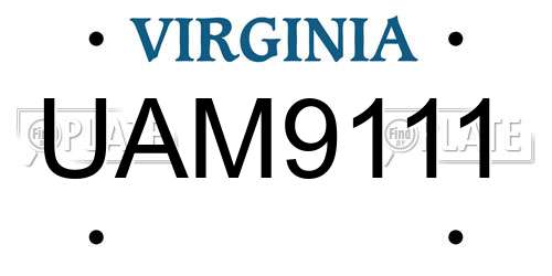 UAM9111 Virginia License Plate