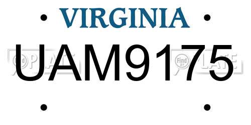 UAM9175 Virginia License Plate