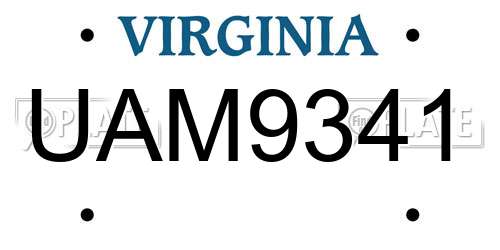UAM9341 Virginia License Plate