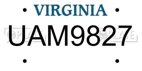 UAM9827 Virginia License Plate
