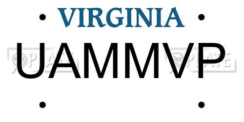 UAMMVP Virginia License Plate