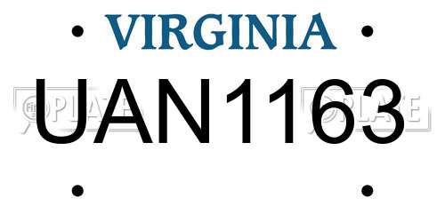 UAN1163 Virginia License Plate