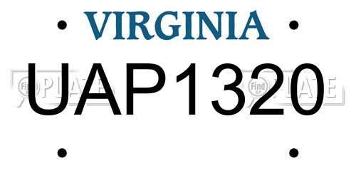 UAP1320 Virginia License Plate