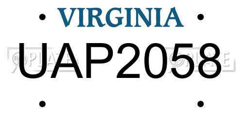 UAP2058 Virginia License Plate