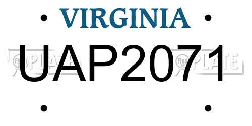 UAP2071 Virginia License Plate
