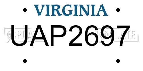 UAP2697 Virginia License Plate