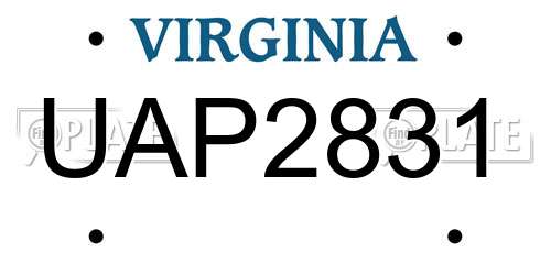 UAP2831 Virginia License Plate