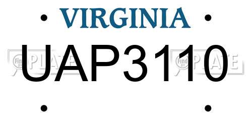 UAP3110 Virginia License Plate