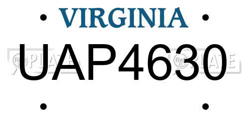 UAP4630 Virginia License Plate