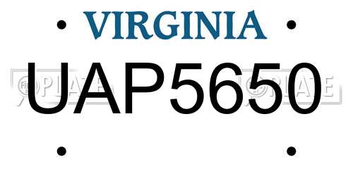 UAP5650 Virginia License Plate