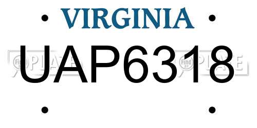 UAP6318 Virginia License Plate