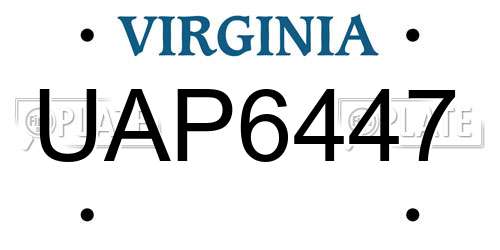 UAP6447 Virginia License Plate