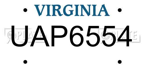 UAP6554 Virginia License Plate