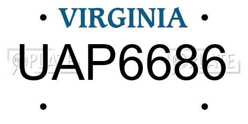 UAP6686 Virginia License Plate