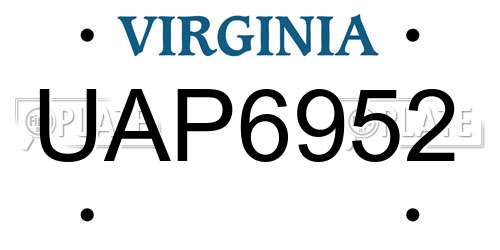 UAP6952 Virginia License Plate