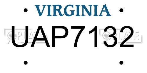 UAP7132 Virginia License Plate