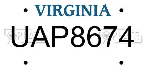 UAP8674 Virginia License Plate