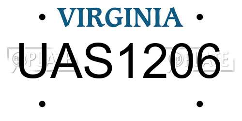 UAS1206 Virginia License Plate