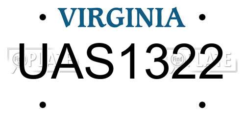 UAS1322 Virginia License Plate