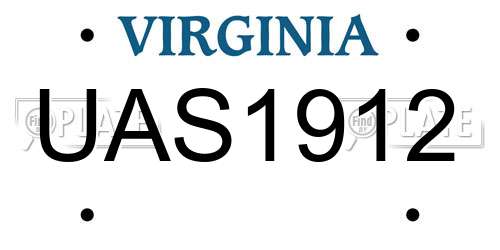 UAS1912 Virginia License Plate