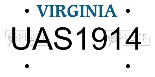 UAS1914 Virginia License Plate