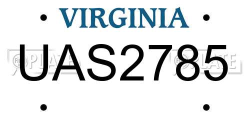 UAS2785 Virginia License Plate