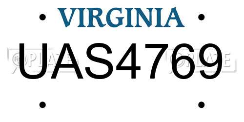 UAS4769 Virginia License Plate