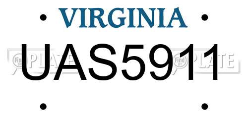 UAS5911 Virginia License Plate