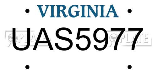 UAS5977 Virginia License Plate