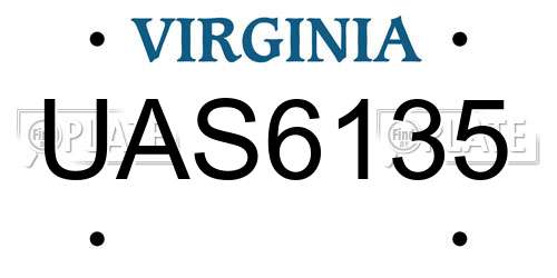 UAS6135 Virginia License Plate