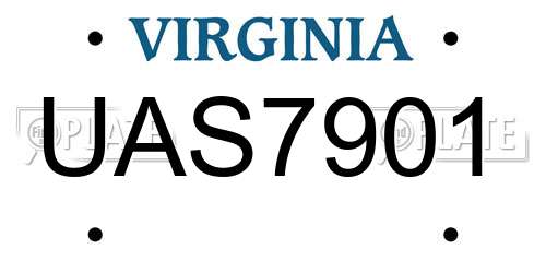 UAS7901 Virginia License Plate