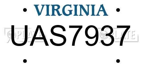 UAS7937 Virginia License Plate