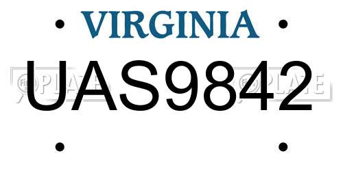 UAS9842 Virginia License Plate