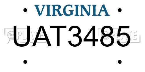 UAT3485 Virginia License Plate