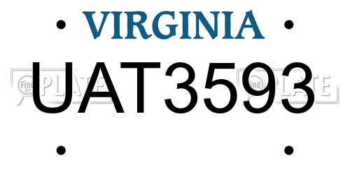 UAT3593 Virginia License Plate