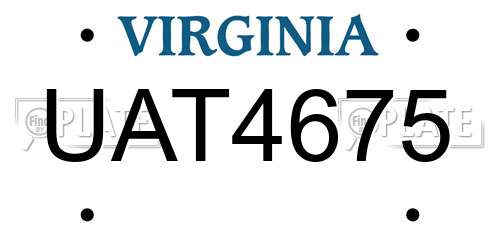 UAT4675 Virginia License Plate