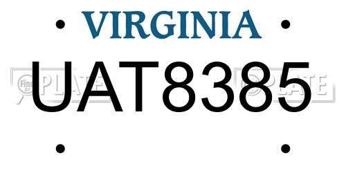 UAT8385 Virginia License Plate
