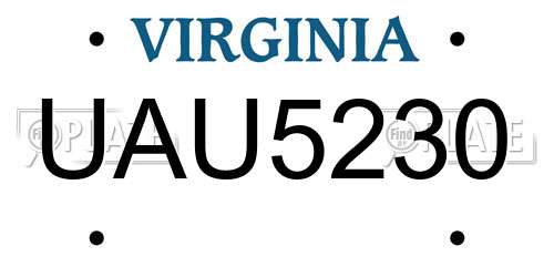 UAU5230 Virginia License Plate