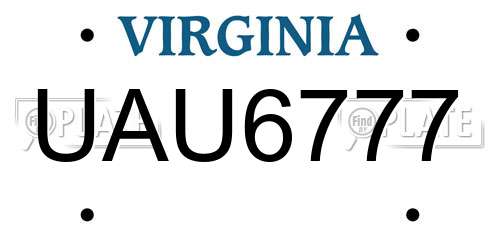 UAU6777 Virginia License Plate