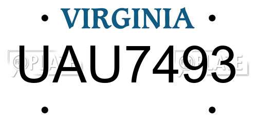 UAU7493 Virginia License Plate