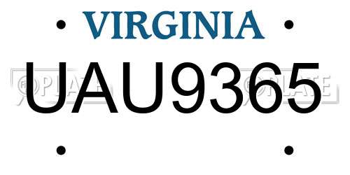 UAU9365 Virginia License Plate