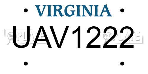 UAV1222 Virginia License Plate