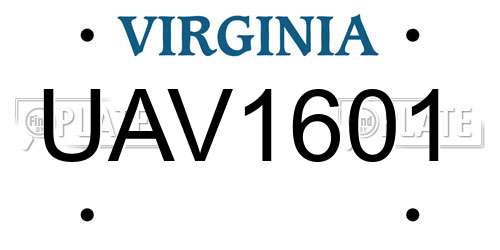 UAV1601 Virginia License Plate